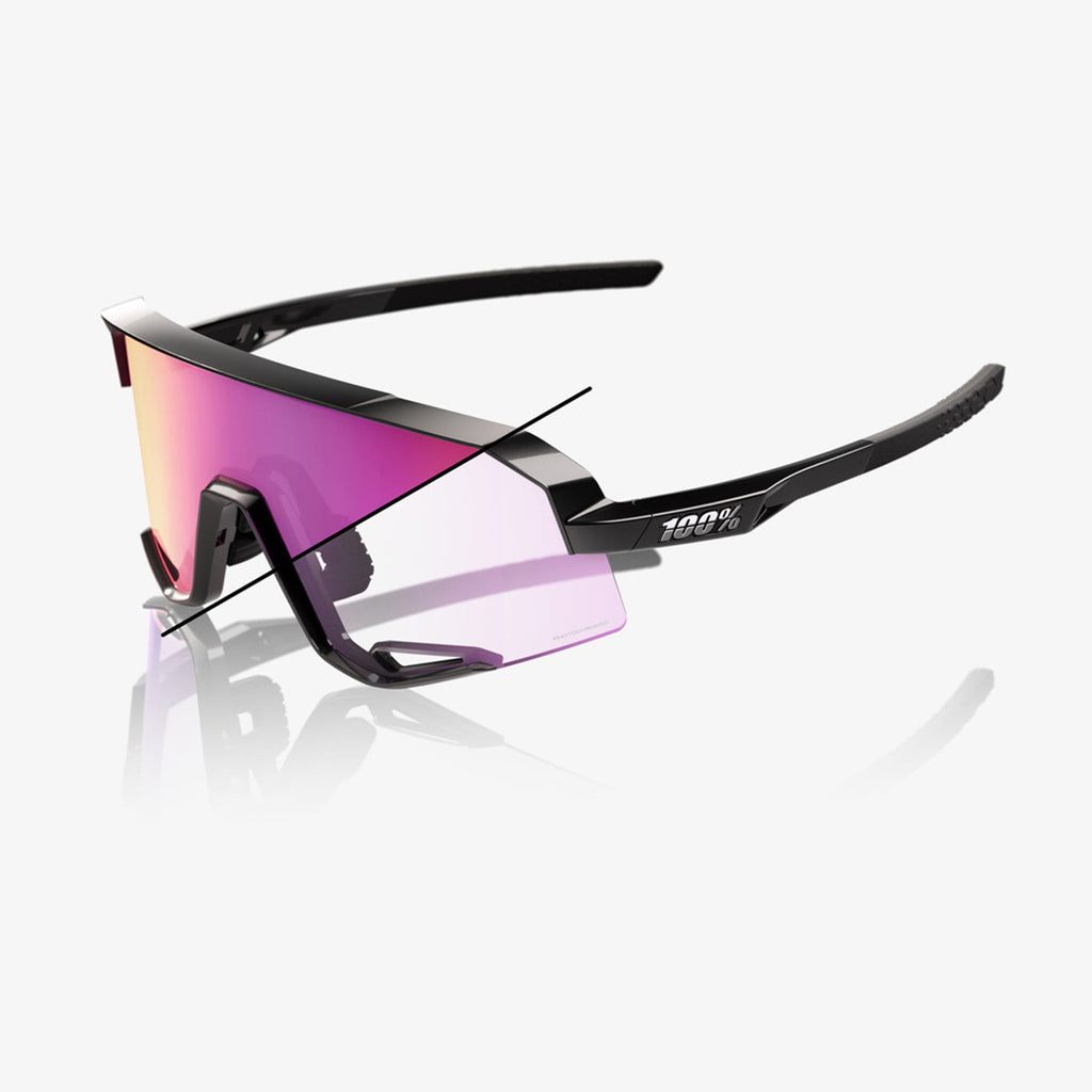 100% Sunglasses Slendale - Gloss Black - Photochromic Purple Mirror-Eyewear-Online Bicycle Shop