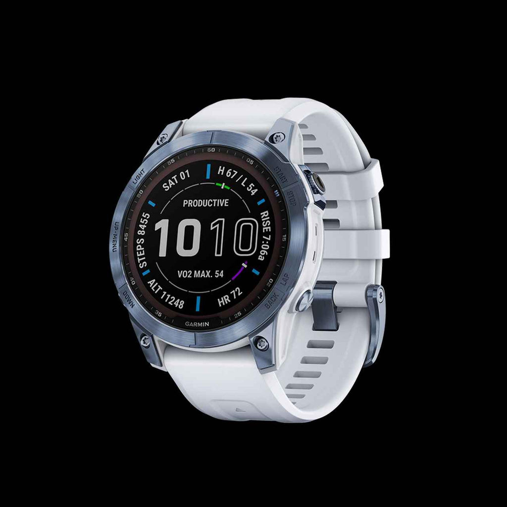 Garmin Fenix 7 Sapphire Solar - Mineral Blue DLC Titanium with Whitestone Band-Accessories-Online Bicycle Shop
