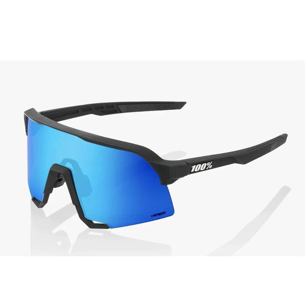 100% Sunglasses S3 Matte Black Hiper Blue-Eyewear-Online Bicycle Shop