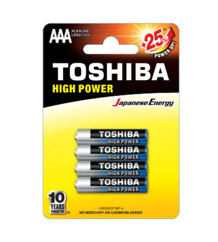 Toshiba Battery Alkaline 1.5V AAA LR3 4 Per Card