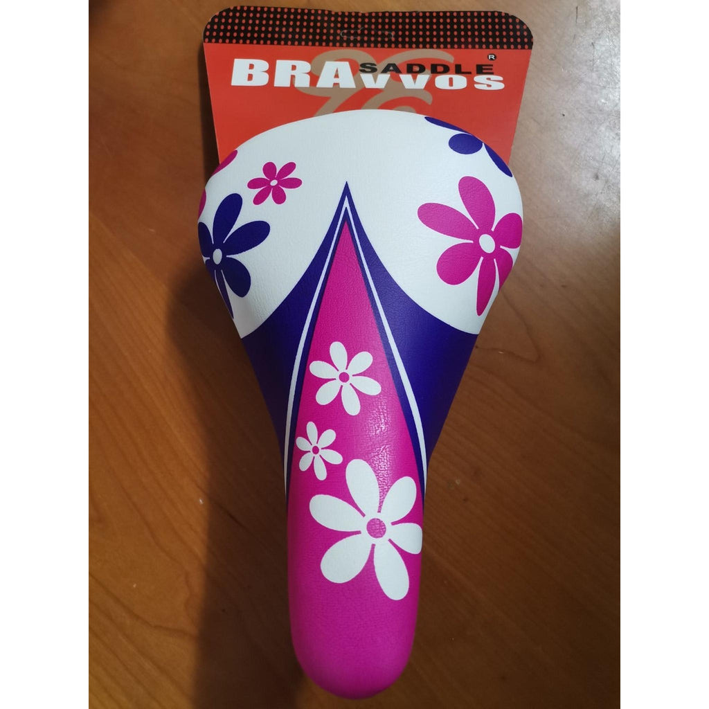 Bravvos Saddle 16 Girls Pink Floral-Accessories-Online Bicycle Shop