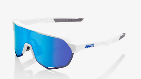 100% Sunglasses S2 Matte White Hiper Bue